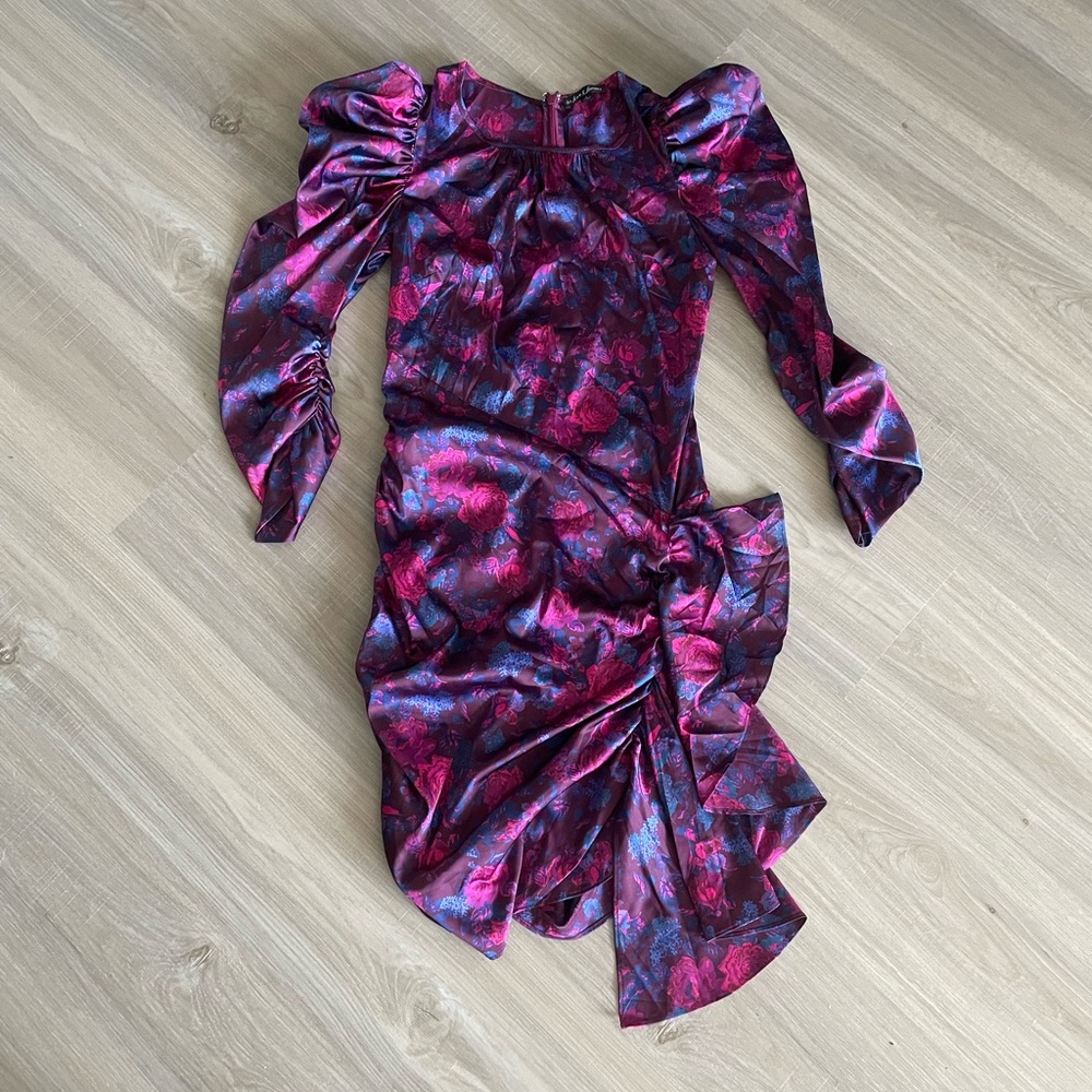 For Love & Lemons Endless Floral Puff Sleeve Bodycon Dress